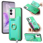 For vivo S17 / S17 Pro / V29 Pro 5G Retro Magsafe Cross Leather Ring Holder Card Bag Phone Case(Green)