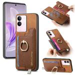 For vivo S17 / S17 Pro / V29 Pro 5G Retro Magsafe Cross Leather Ring Holder Card Bag Phone Case(Brown)