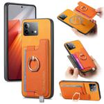 For Vivo iQOO Neo8 / Neo8 Pro Retro Magsafe Cross Leather Ring Holder Card Bag Phone Case(Yellow)