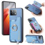 For Vivo iQOO Neo8 / Neo8 Pro Retro Magsafe Cross Leather Ring Holder Card Bag Phone Case(Blue)