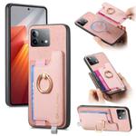 For Vivo iQOO Neo8 / Neo8 Pro Retro Magsafe Cross Leather Ring Holder Card Bag Phone Case(Pink)