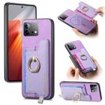 For Vivo iQOO Neo8 / Neo8 Pro Retro Magsafe Cross Leather Ring Holder Card Bag Phone Case(Purple)