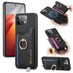 For Vivo iQOO Neo8 / Neo8 Pro Retro Magsafe Cross Leather Ring Holder Card Bag Phone Case(Black)