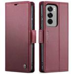 For OPPO Reno12 5G Global CaseMe 023 Butterfly Buckle Litchi Texture RFID Anti-theft Leather Phone Case(Red)