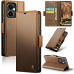 For OPPO Reno13 F 4G / 5G CaseMe 023 Butterfly Buckle Litchi Texture RFID Anti-theft Leather Phone Case(Brown)