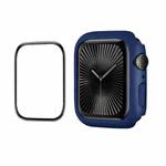 For Apple Watch Series 10 46mm ENKAY Hat-Prince 2 in 1 Solid Color PC Watch Case with Full Coverage PMMA Soft Film(Dark Blue)