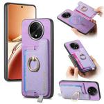 For OPPO A3 Pro Retro Magsafe Cross Leather Ring Holder Card Bag Phone Case(Purple)