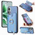 For OPPO Reno11 Global Retro Magsafe Cross Leather Ring Holder Card Bag Phone Case(Blue)