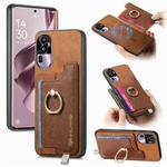 For OPPO Reno10 Pro+ 5G Retro Magsafe Cross Leather Ring Holder Card Bag Phone Case(Brown)