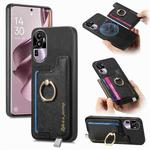 For OPPO Reno10 Pro+ 5G Retro Magsafe Cross Leather Ring Holder Card Bag Phone Case(Black)