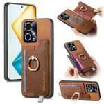 For Honor 90 GT 5G Retro Magsafe Cross Leather Ring Holder Card Bag Phone Case(Brown)