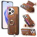 For Honor X50i+ Retro Magsafe Cross Leather Ring Holder Card Bag Phone Case(Brown)