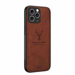 For iPhone 16 Pro Max Deer Head Cloth Skin All-inclusive Phone Case(Brown)