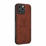 For iPhone 16 Pro Deer Head Cloth Skin All-inclusive Phone Case(Brown)