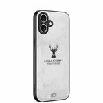 For iPhone 16 Deer Head Cloth Skin All-inclusive Phone Case(White)