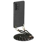 For Samsung Galaxy S24+ 5G Carbon Fiber Texture Leather Back Cover Phone Case with Crossbody Strap(Black)