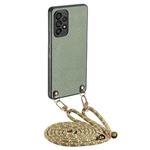 For Samsung Galaxy S22 Ultra 5G Carbon Fiber Texture Leather Back Cover Phone Case with Crossbody Strap(Green)