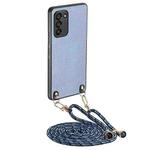 For Samsung Galaxy S20 Carbon Fiber Texture Leather Back Cover Phone Case with Crossbody Strap(Blue)