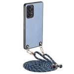 For Samsung Galaxy A72 5G / 4G Carbon Fiber Texture Leather Back Cover Phone Case with Crossbody Strap(Blue)