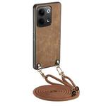 For OPPO Reno9 5G Vintage Leather PC Back Cover Phone Case with Crossbody Strap(Brown)