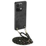 For OPPO Reno8 5G Vintage Leather PC Back Cover Phone Case with Crossbody Strap(Black)