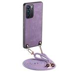 For OPPO Reno6 5G Vintage Leather PC Back Cover Phone Case with Crossbody Strap(Purple)