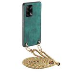 For OPPO F19 / A74 4G Vintage Leather PC Back Cover Phone Case with Crossbody Strap(Green)