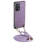 For OPPO Reno5 5G Vintage Leather PC Back Cover Phone Case with Crossbody Strap(Purple)