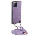 For OPPO A72 5G Vintage Leather PC Back Cover Phone Case with Crossbody Strap(Purple)