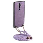 For OPPO A9 2020 / A5 2020 Vintage Leather PC Back Cover Phone Case with Crossbody Strap(Purple)