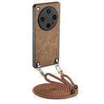 For OPPO Find X8 Ultra Vintage Leather PC Back Cover Phone Case with Crossbody Strap(Brown)