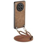 For OPPO Find X8s Vintage Leather PC Back Cover Phone Case with Crossbody Strap(Brown)