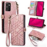 For HMD Skyline Geometric Zipper Wallet Side Buckle Leather Phone Case(Pink)