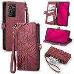 For HMD Skyline Geometric Zipper Wallet Side Buckle Leather Phone Case(Red)