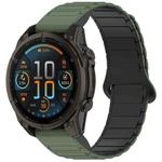 For Garmin Fenix 8 47mm Dual Color Magnetic Buckle 22mm Quick Release Silicone Watch Band(Green+Black)