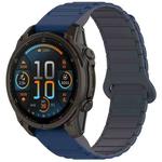 For Garmin Fenix 8 43mm Dual Color Magnetic Buckle 20mm Quick Release Silicone Watch Band(Blue+Gray)