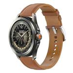 For Xiaomi Watch S4 Sport Stainless Steel Quick Release Buckle 22mm Genuine Leather Watch Band(Light Brown)