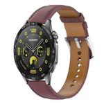 For Huawei Watch GT 4 46mm Stainless Steel Quick Release Buckle 22mm Genuine Leather Watch Band(Dark Brown)