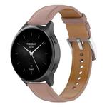 For Amazfit Bip 5 / GTR 4 / GTR 3 22mm Stainless Steel Quick Release Buckle Genuine Leather Watch Band(Dark Pink)