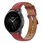 For Amazfit Bip 5 / GTR 4 / GTR 3 22mm Stainless Steel Quick Release Buckle Genuine Leather Watch Band(Red)