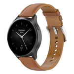 For Amazfit Bip 5 / GTR 4 / GTR 3 22mm Stainless Steel Quick Release Buckle Genuine Leather Watch Band(Light Brown)