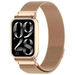 For Xiaomi Smart Band 9 Pro Metal Frame Integrated Milan Magnetic Stainless Steel Watch Band(Rose Gold)