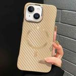 For iPhone 15 Plus AG Carbon Fiber Frameless MagSafe Phone Case(Gold)