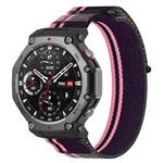 For Amazfit T-Rex 3 Two Tone Nylon Hook and Loop Fastener Watch Band(Pink Purple)