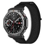 For Amazfit T-Rex 3 Two Tone Nylon Hook and Loop Fastener Watch Band(Black Gray)