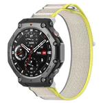 For Amazfit T-Rex 3 Two Tone Nylon Hook and Loop Fastener Watch Band(Yellow Gray)