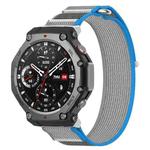 For Amazfit T-Rex 3 Two Tone Nylon Hook and Loop Fastener Watch Band(Blue Gray)