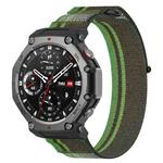 For Amazfit T-Rex 3 Two Tone Nylon Hook and Loop Fastener Watch Band(Blackish Green)