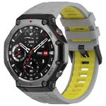 For Amazfit T-Rex 3 Two Tone Needle Buckle Silicone Watch Band(Gray Yellow)