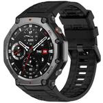 For Amazfit T-Rex 3 Solid Color Needle Buckle Silicone Watch Band(Black)